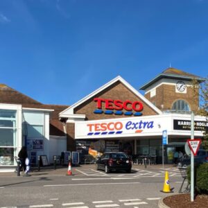 Photo shows Tesco Extra in Shoreham which has a soft plastic recycling point and a batteries recycling point